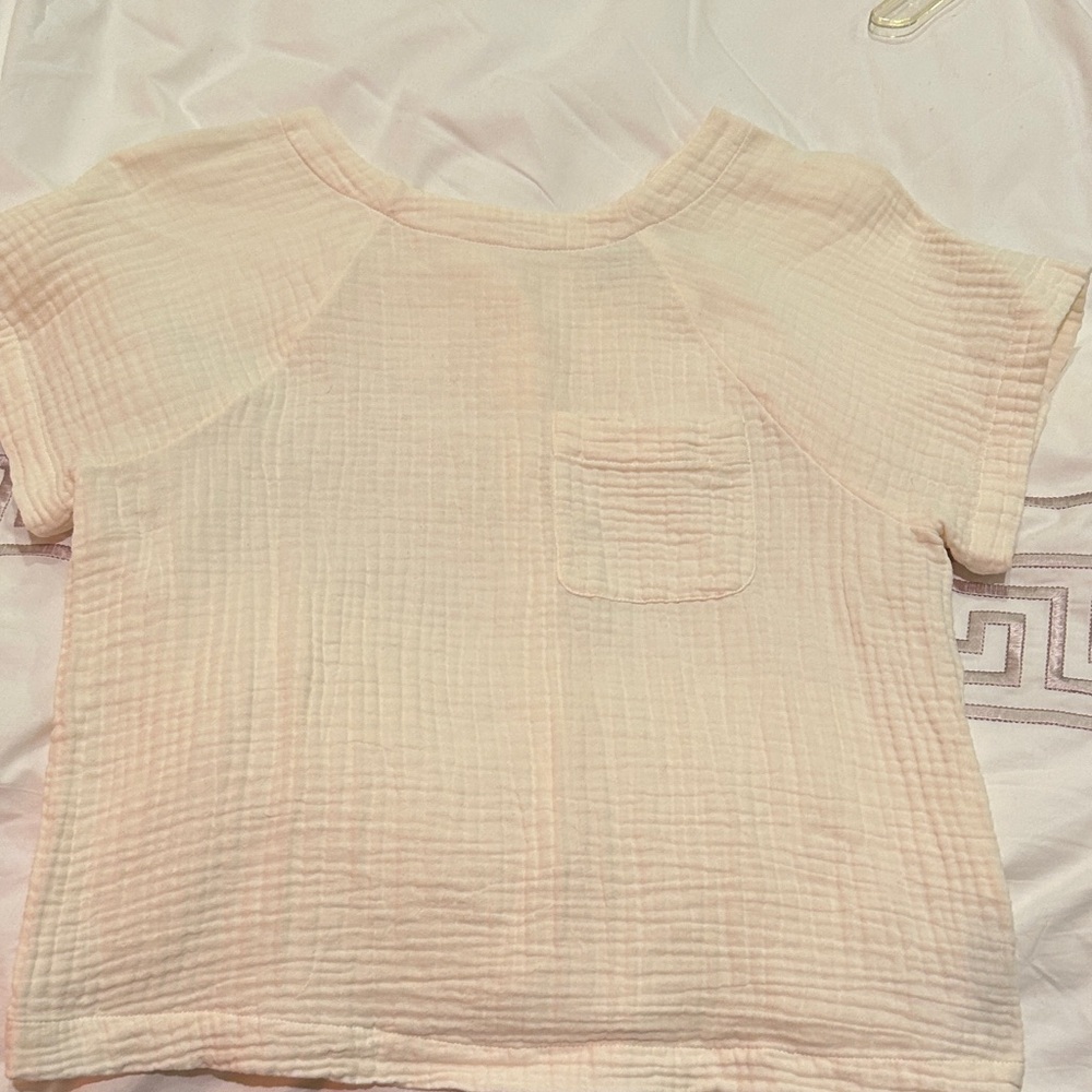 Madewell Cream Textured Women's Top with button down back